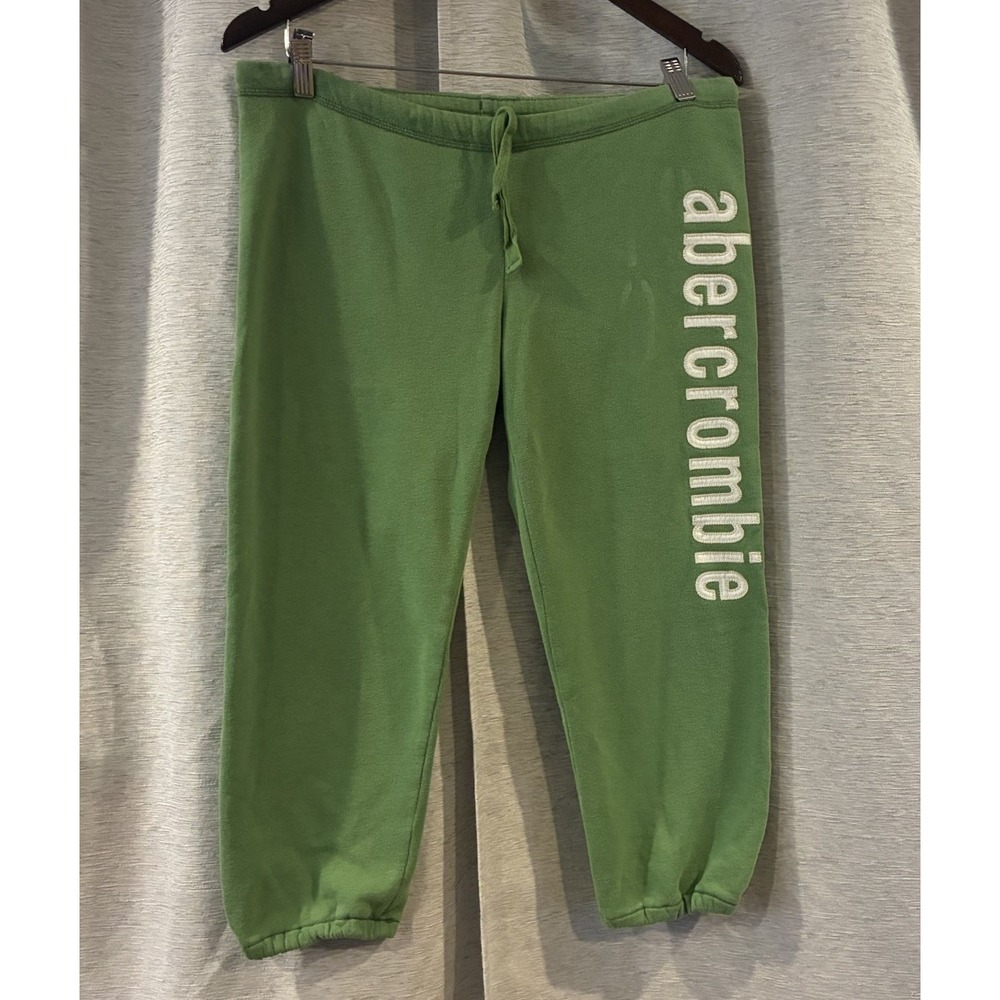 Abercrombie & Fitch Vintage Green Distressed Logo Sweatpants Y2K